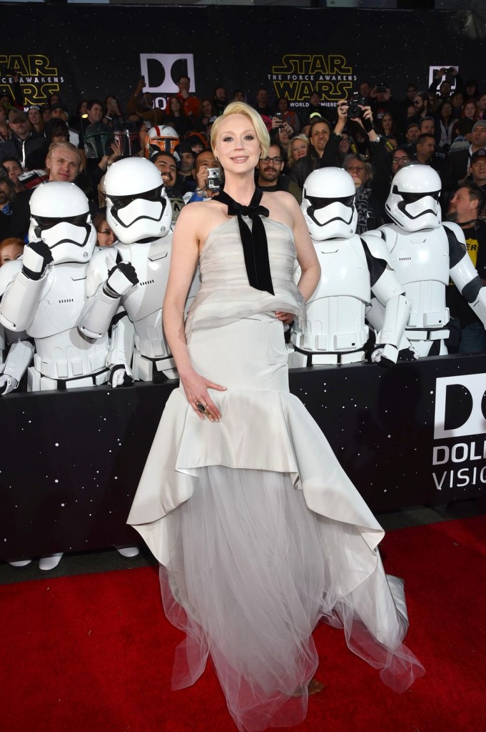Mandatory Credit: Photo by Buckner/Variety/REX/Shutterstock (5491856az) Gwendoline Christie 'Star Wars: The Force Awakens' film premiere, Los Angeles, America - 14 Dec 2015